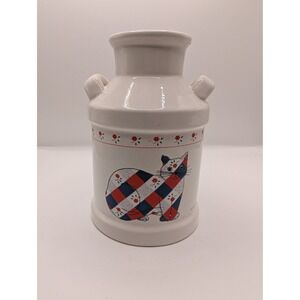 M Kamenstein Ceramic Milk Can‎ Calico Cat Crock Patchwork Vase VTG 83
